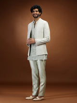 Mint green chikankari jacket mens indo western