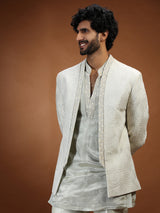 Mint green chikankari jacket mens indo western