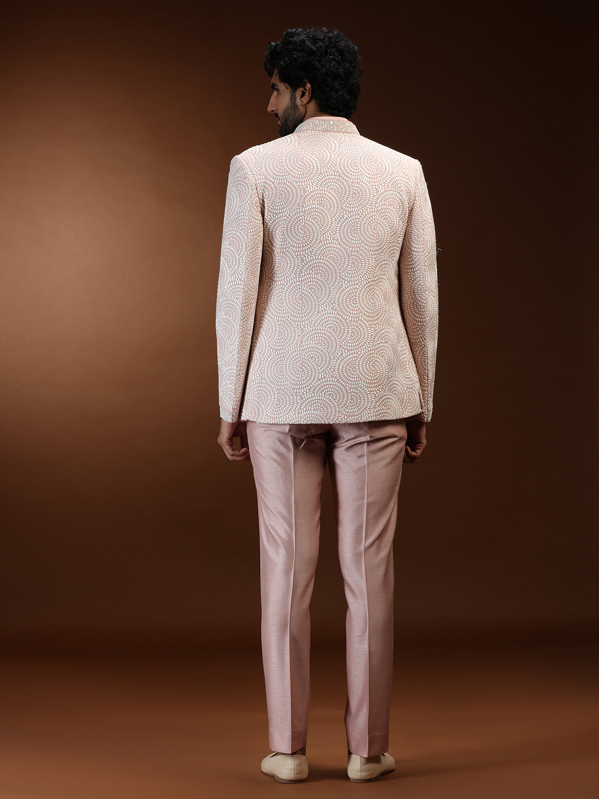 Onion pink chikankari jacket mens indo western