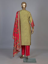Elegant green silk blend kurti set with festive embellishments