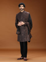 Black persian paisley georgette mens indo western