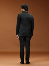 Black velvet royal tiger emblem mens Jodhpuri suit