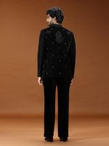 Royal black floral jodhpuri suit for mens