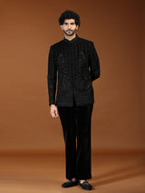 Royal black floral jodhpuri suit for mens