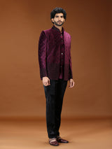 Regal wine cutdana jacket jodhpuri suit for mens