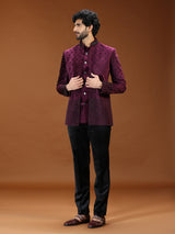 Regal wine cutdana jacket jodhpuri suit for mens