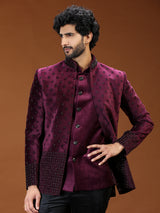 Regal wine cutdana jacket jodhpuri suit for mens