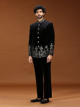 Black baroque embroidered jodhpuri suit for mens