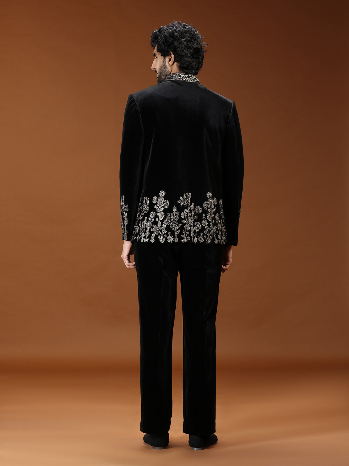 Black baroque embroidered jodhpuri suit for mens