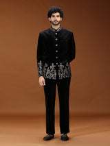 Black baroque embroidered jodhpuri suit for mens