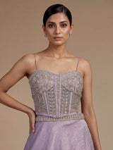 Dreamy lavender purple chiffon tissue silk lehenga choli with sparkle