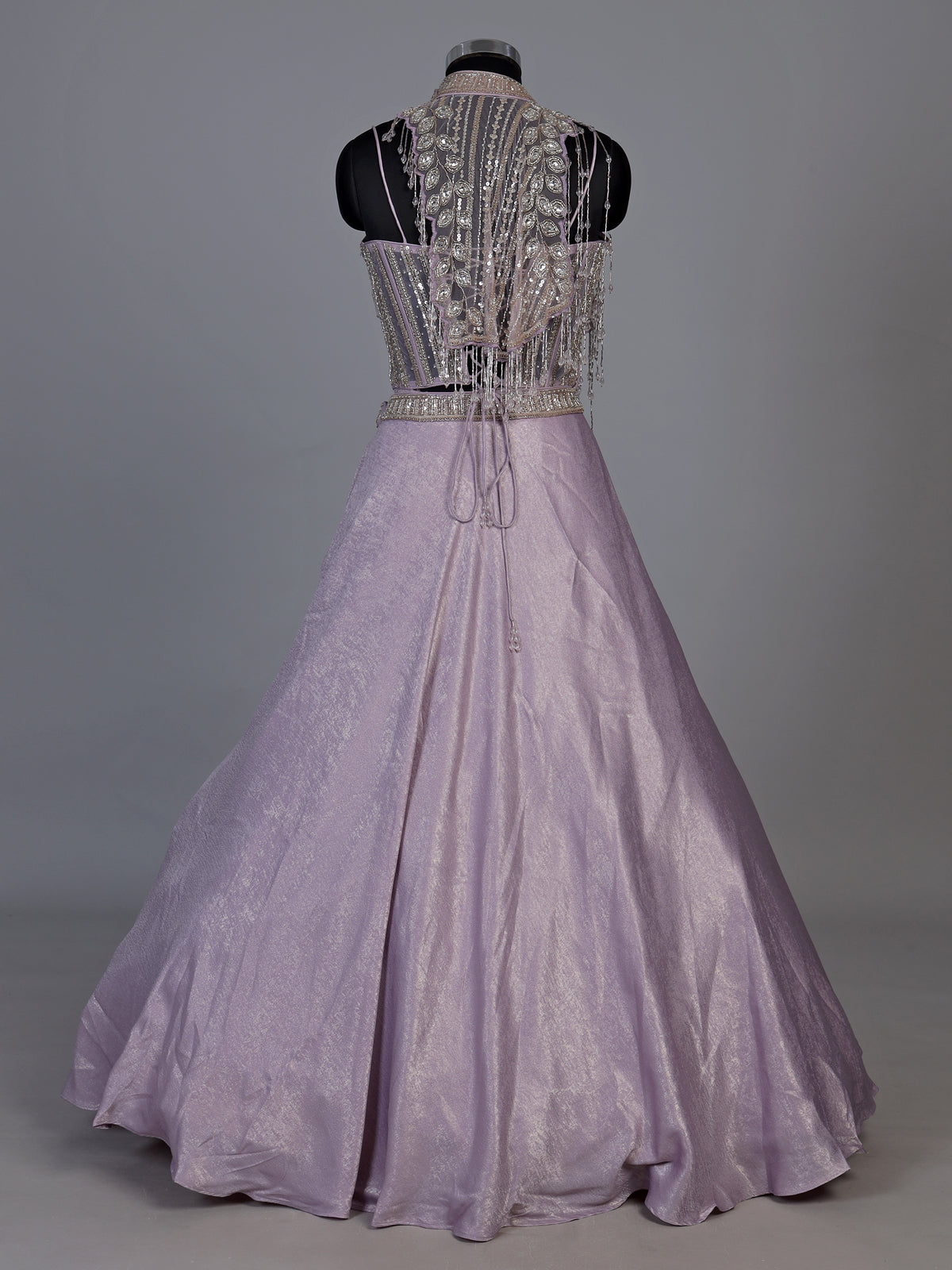 Dreamy lavender purple chiffon tissue silk lehenga choli with sparkle