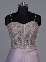 Dreamy lavender purple chiffon tissue silk lehenga choli with sparkle