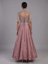 Chic onion pink chiffon tissue silk lehenga choli with embellishments