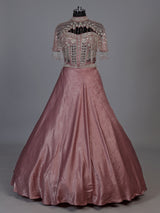 Chic onion pink chiffon tissue silk lehenga choli with embellishments