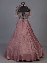 Chic onion pink chiffon tissue silk lehenga choli with embellishments