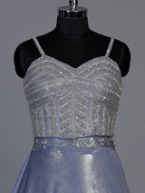 Enchanting ice blue shimmer tissue silk lehenga choli with sparkle