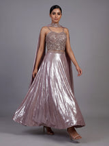Dreamy onion pink shimmer tissue silk lehenga choli with sparkle