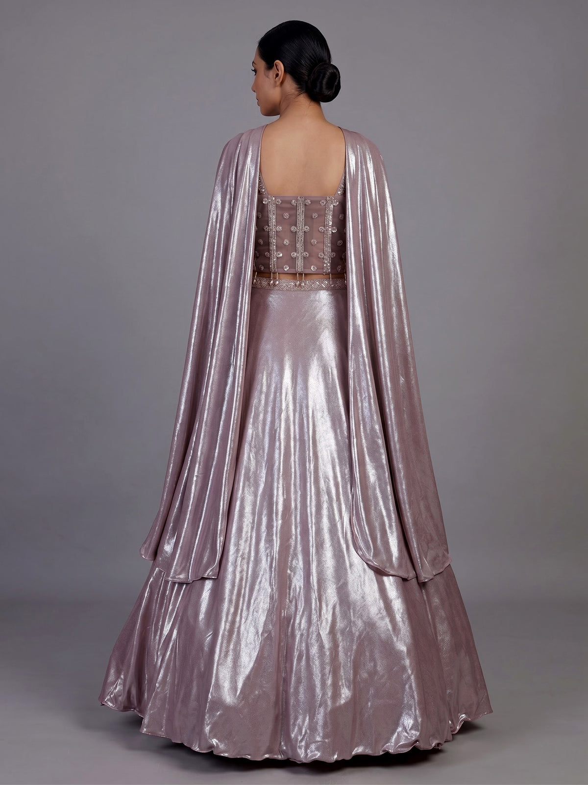 Dreamy onion pink shimmer tissue silk lehenga choli with sparkle