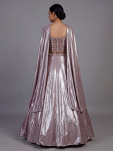 Dreamy onion pink shimmer tissue silk lehenga choli with sparkle