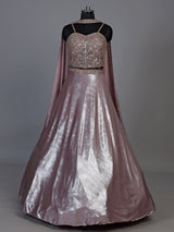 Dreamy onion pink shimmer tissue silk lehenga choli with sparkle