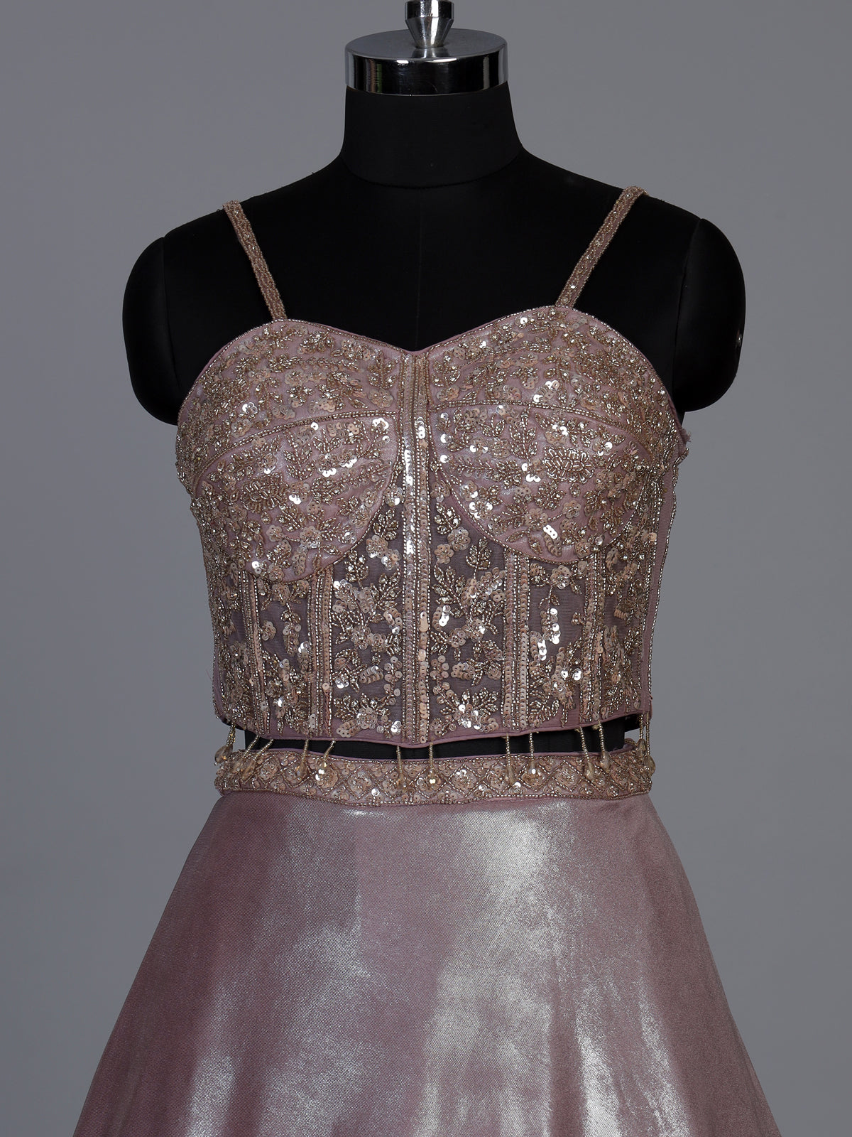 Dreamy onion pink shimmer tissue silk lehenga choli with sparkle