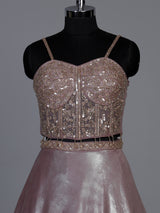 Dreamy onion pink shimmer tissue silk lehenga choli with sparkle