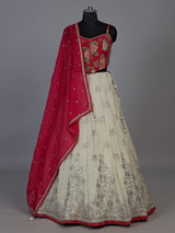 Glamorous rani pink silk lehenga choli with exquisite detailing