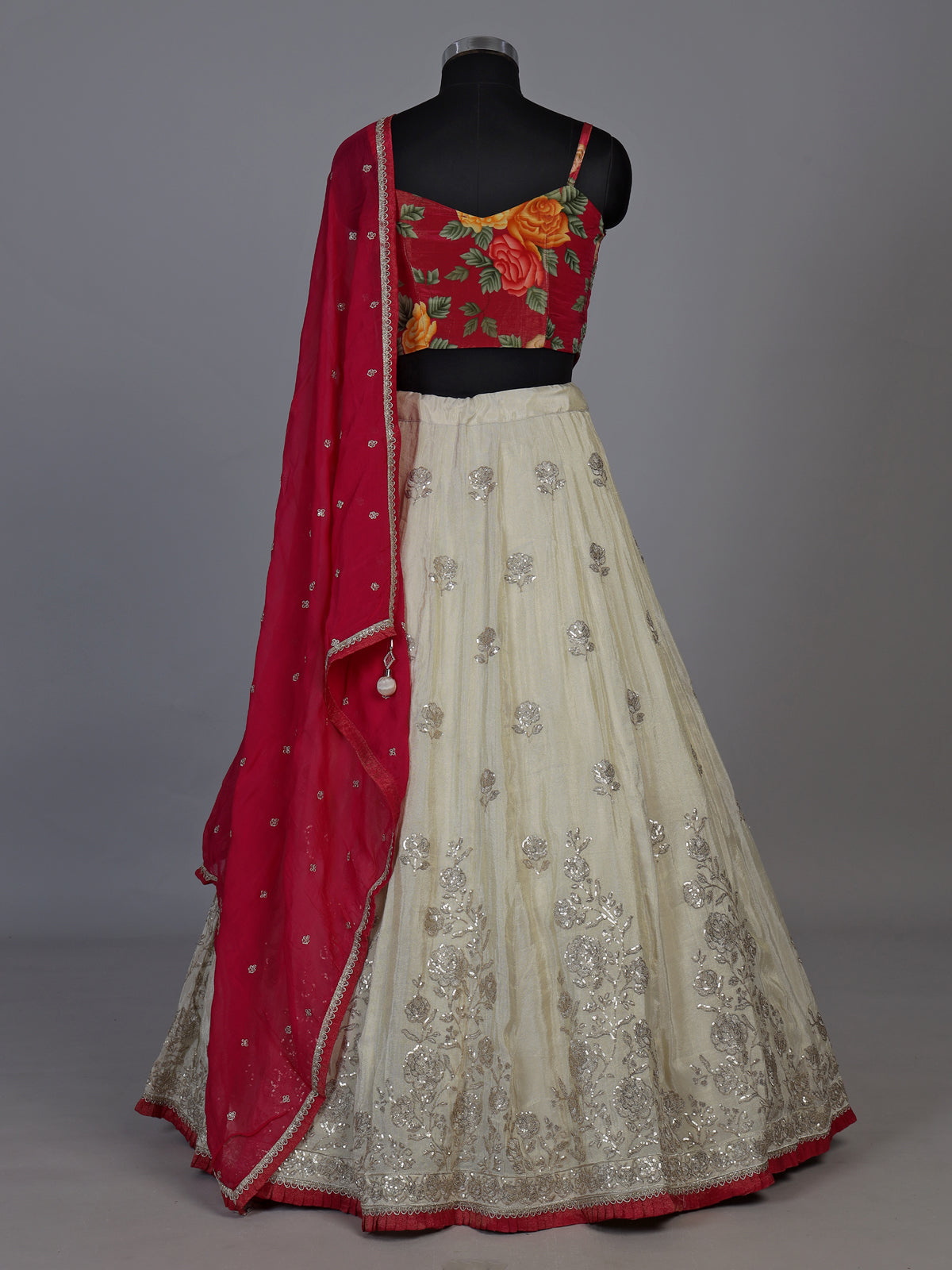 Glamorous rani pink silk lehenga choli with exquisite detailing