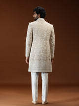 Light brown floral filigree mens sherwani