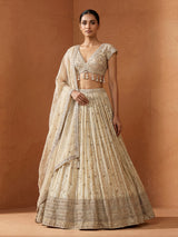 Beige elegant pearl tassel women lehenga choli