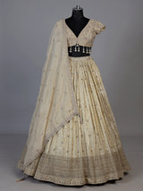 Beige elegant pearl tassel women lehenga choli