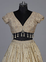 Beige elegant pearl tassel women lehenga choli