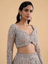 Beige graceful kalidar botanical women lehenga choli