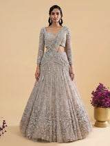 Beige graceful kalidar botanical women lehenga choli