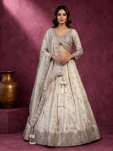 Cream majestic floral zari women lehenga choli