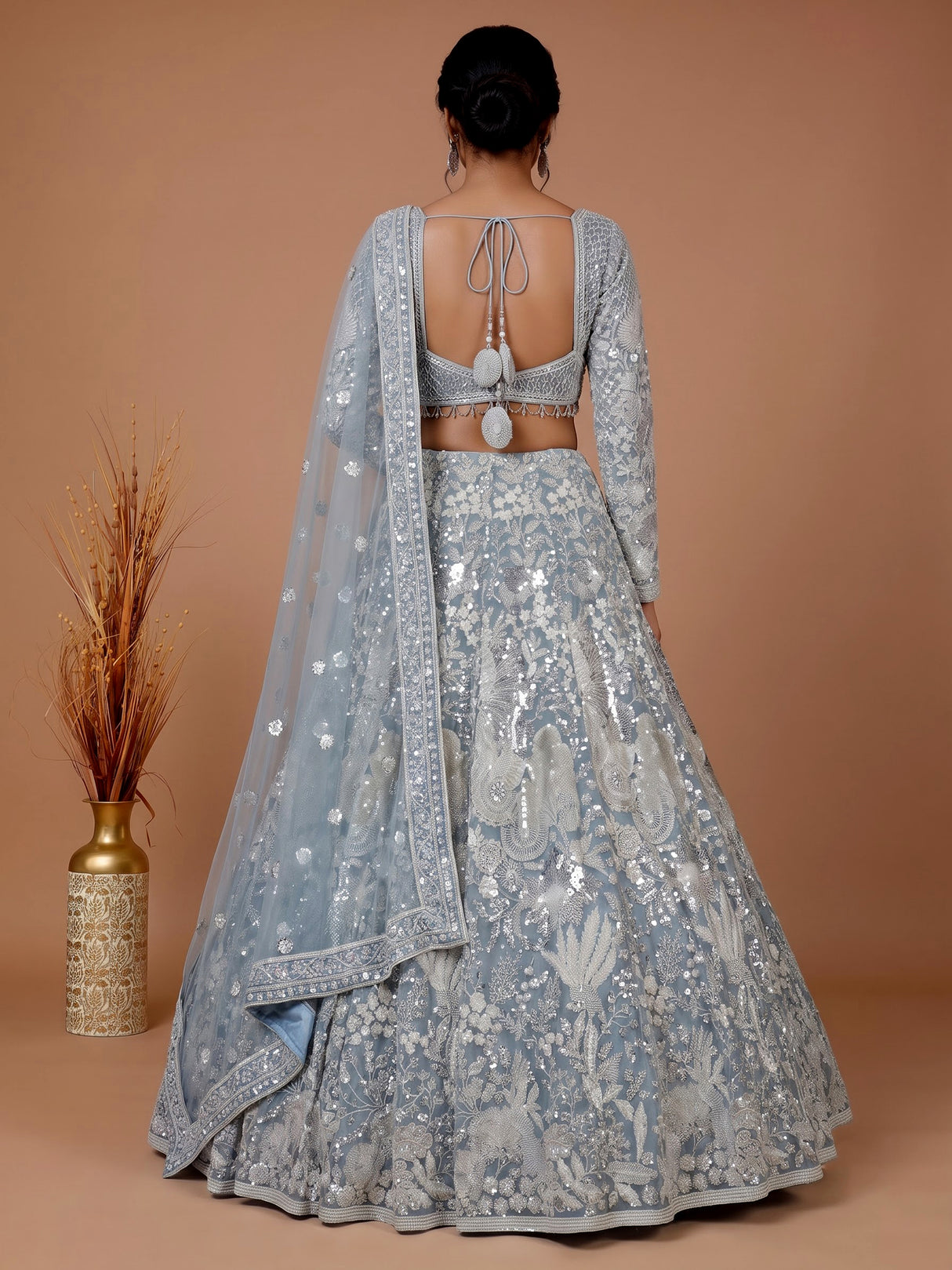 Grey exquisite floral jaal women lehenga choli