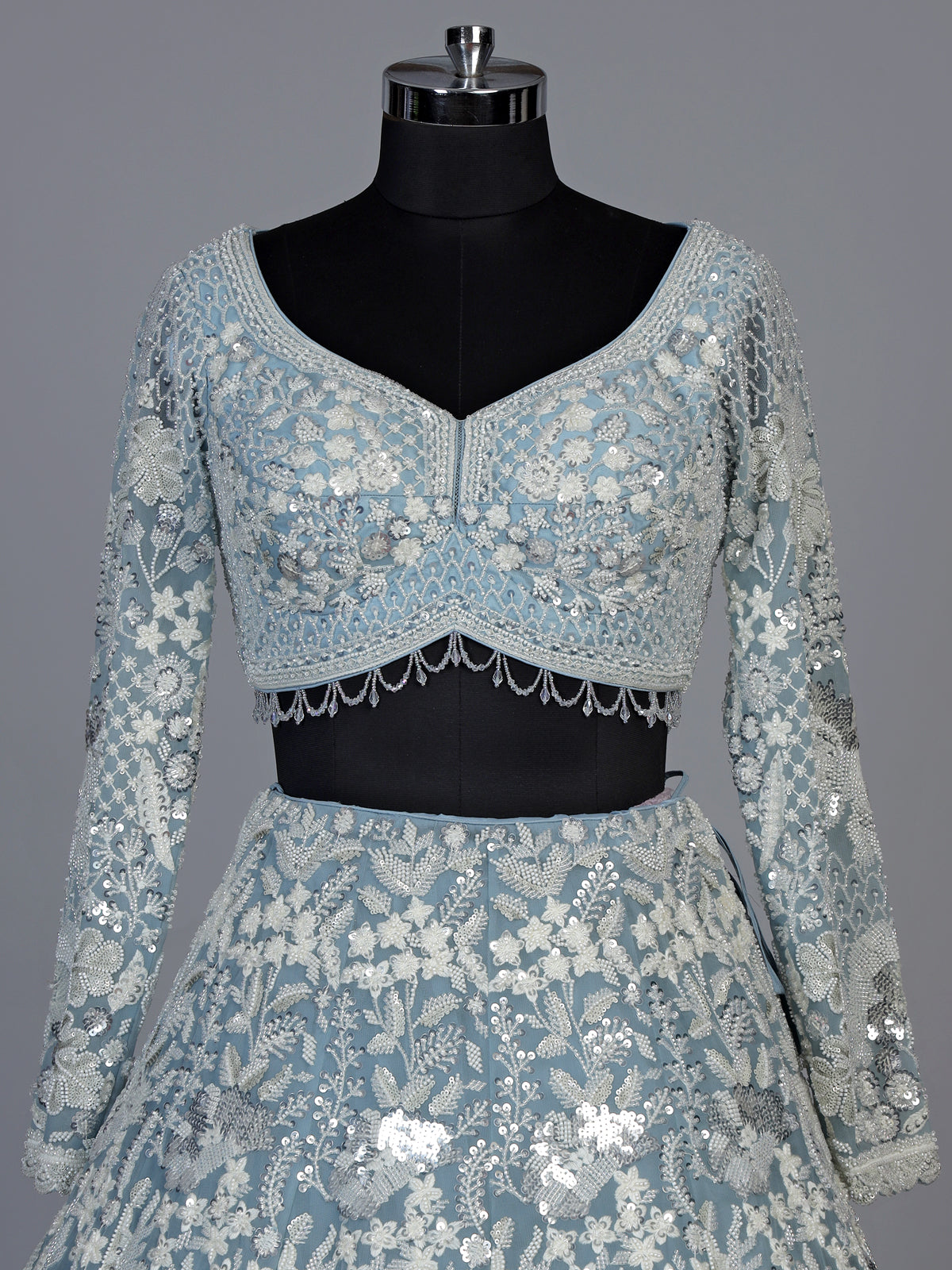 Grey exquisite floral jaal women lehenga choli