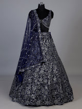 Navy blue lavish floral women lehenga choli