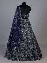Navy blue lavish floral women lehenga choli