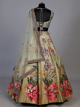 Green enchanting botanical silk women lehenga choli