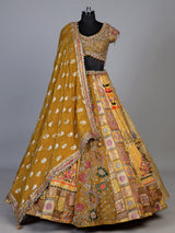 Mustard yellow vibrant kalamkari women lehenga choli