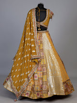 Mustard yellow vibrant kalamkari women lehenga choli