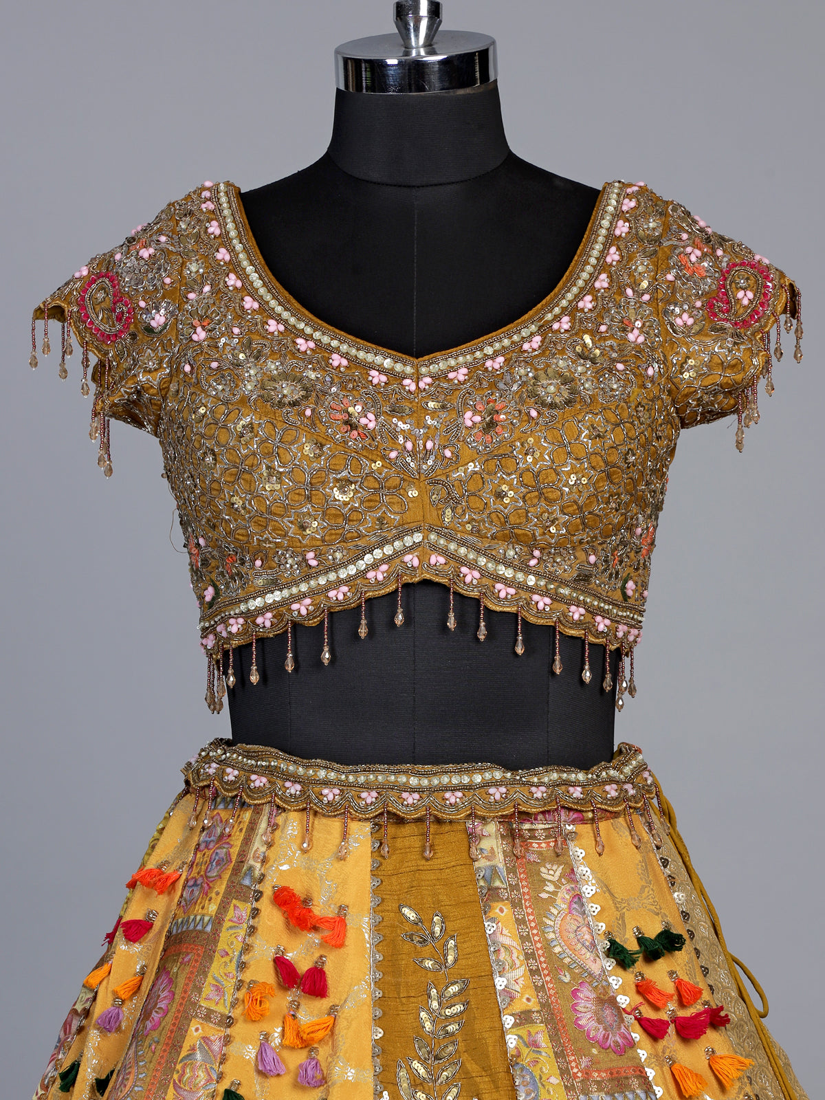 Mustard yellow vibrant kalamkari women lehenga choli