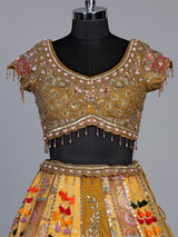 Mustard yellow vibrant kalamkari women lehenga choli