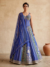Rama blue botanical couture women lehenga choli