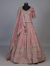 Pink floral cartouche women lehenga choli