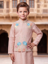 Powder peach floral boys waistcoat set