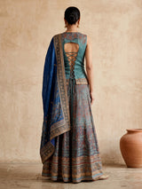 Pastel blue floral printed sharara suit