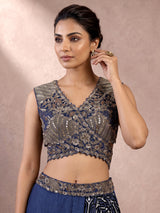 Blue geometric indowestern sharara suit